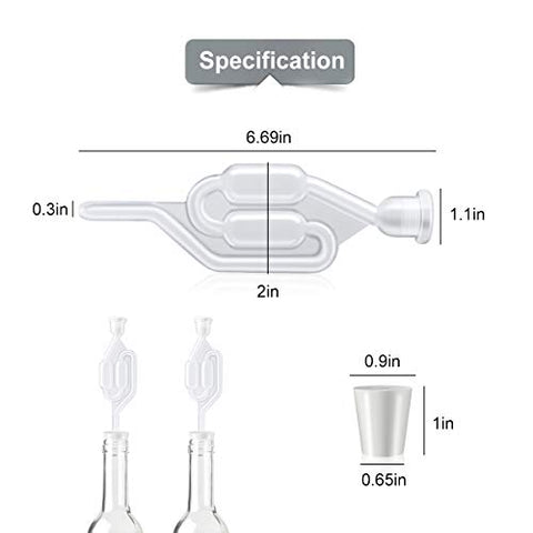 AIEVE Kunststoff Gärröhrchen Gärspund Gärrohr Luftschleusen Airlock Bubbler Gäraufsatz Set mit Gummistopfen Stopfen für Gärung Einkochen Brauen Wein Machen Sauerkraut Gären Kimchi