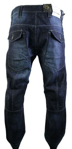 mens combat pocket navy washed jeans straight cut regular