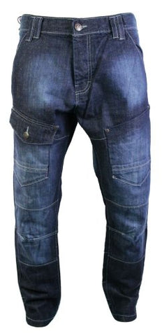 mens combat pocket navy washed jeans straight cut regular