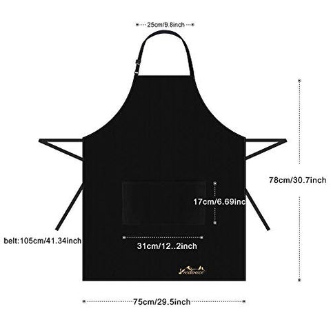 Viedouce 2 Packs Apron Cooking Kitchen Waterproof,Adjustable Chef Apron with Pockets for Home,Restaurant,Craft,Garden,BBQ,School,Coffee House,Apron for Men Women (Black)