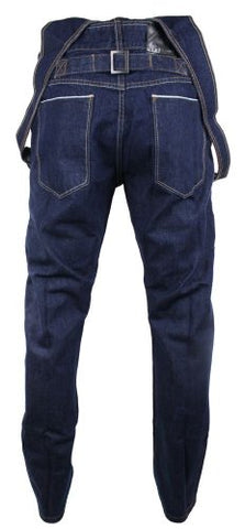 Mens Navy Washed Denim Dungarees Jeans Straight Leg Retro Vintage Casual