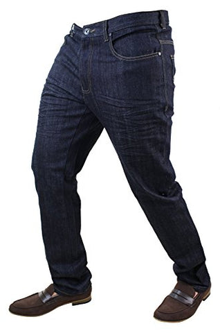 Twisted Faith Mens Indigo Blue Washed Denim Smart Casual Jeans Straight Leg Short Regular Long