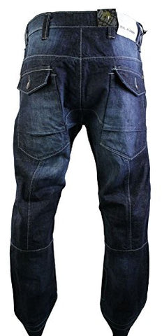 mens combat pocket navy washed jeans straight cut regular