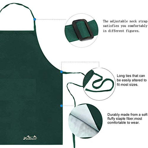 Viedouce 2 Packs Apron Cooking Kitchen Waterproof,Adjustable Chef Apron with Pockets for Home,Restaurant,Craft,Garden,BBQ,School,Coffee House,Apron for Men Women (Black)