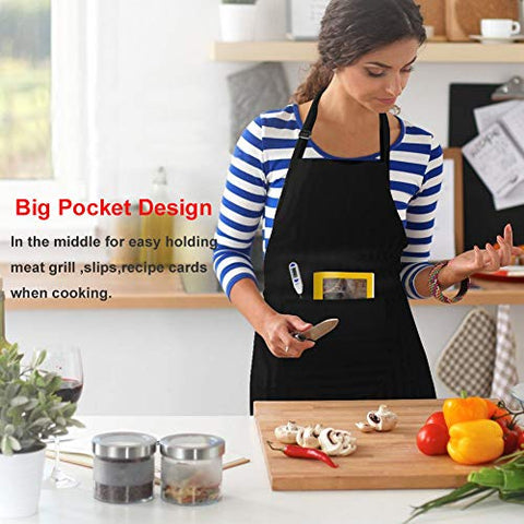 Viedouce 2 Packs Apron Cooking Kitchen Waterproof,Adjustable Chef Apron with Pockets for Home,Restaurant,Craft,Garden,BBQ,School,Coffee House,Apron for Men Women (Black)