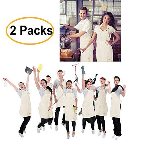 Viedouce 2 Packs Apron Cooking Kitchen Waterproof,Adjustable Chef Apron with Pockets for Home,Restaurant,Craft,Garden,BBQ,School,Coffee House,Apron for Men Women (Black)