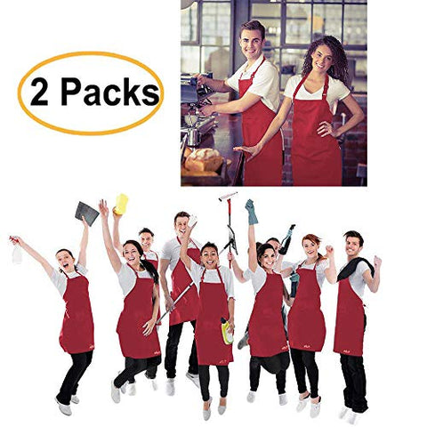 Viedouce 2 Packs Apron Cooking Kitchen Waterproof,Adjustable Chef Apron with Pockets for Home,Restaurant,Craft,Garden,BBQ,School,Coffee House,Apron for Men Women (Black)