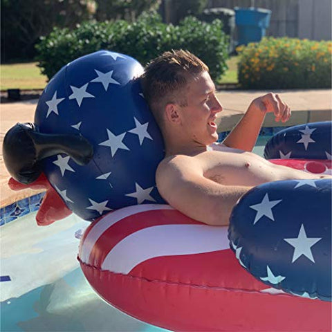 GAME 51418-BB Derby Duck Stars & Stripes, Large, Holds Up to 250 Pounds Pool Float, Multi