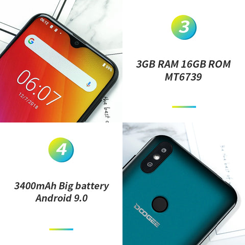 DOOGEE Y8 3GB RAM 16GB ROM Android 9.0 Smartphone 6.1