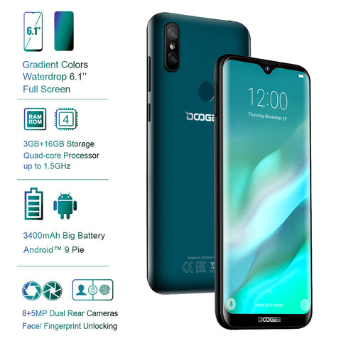 DOOGEE Y8 3GB RAM 16GB ROM Android 9.0 Smartphone 6.1