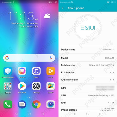 Global Firmware Huawei Honor 8C Octa Core Smartphone 6.26''Full Screen HD+1520x720 Qual-comm  4000Mah 3 Cards VoLTE