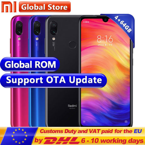 Global ROM Xiaomi Redmi Note 7 4GB 64GB Telephone Snapdragon 660 Octa Core 4000mAh 6.3