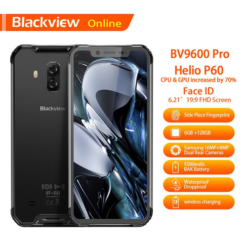 Original IP68 Waterproof Rugged Smartphone Blackview BV9600 Pro 6GB+128GB Android 8.1 19:9 FHD AMOLED Shockproof 4G Mobile Phone