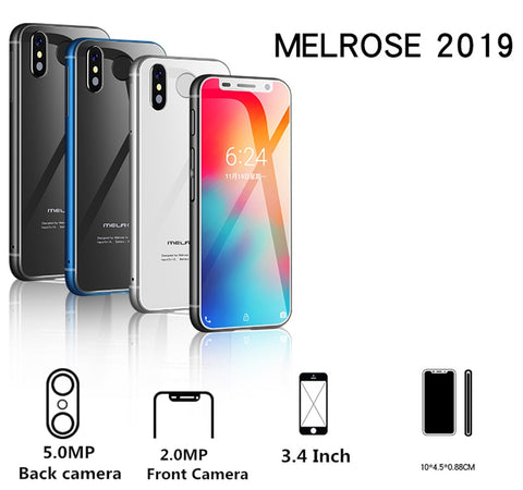 Super Mini Smartphone Melrose 2019 Ultra Slim 3.4'' MTK6739V 1GB 8GB Android 8.1 Fingerprint ID 5MP 4G Mobile Phone PK S9 Plus