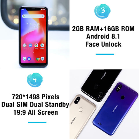 Ulefone S10 Pro Mobile Phone Android 8.1 5.7 inch MT6739WA Quad Core 2GB RAM 16GB ROM 16MP+5MP Rear Dual Camera 4G Smartphone
