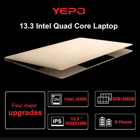 YEPO 737A Laptop 13.3 inch Ultrabook Gaming Laptops IPS Intel Celeron J3455 Notebook Computer With 6GB RAM 64GB 128GB 256GB SSD