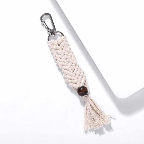 Girlgo Tassel Macrame Keychains for Women Boho Handmade Fiberlove key Holder Keyring Macrame Bag Charm Car Hanging Jewelry Gifts