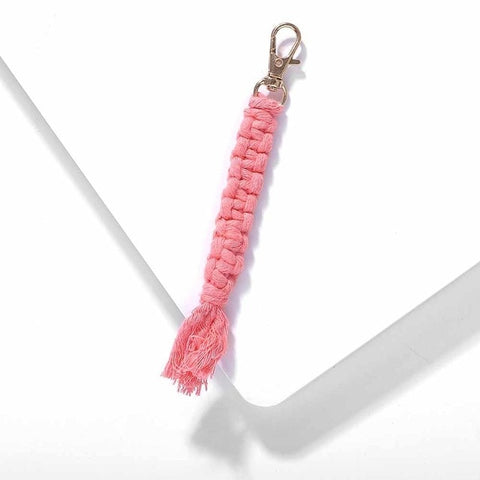 Girlgo Tassel Macrame Keychains for Women Boho Handmade Fiberlove key Holder Keyring Macrame Bag Charm Car Hanging Jewelry Gifts