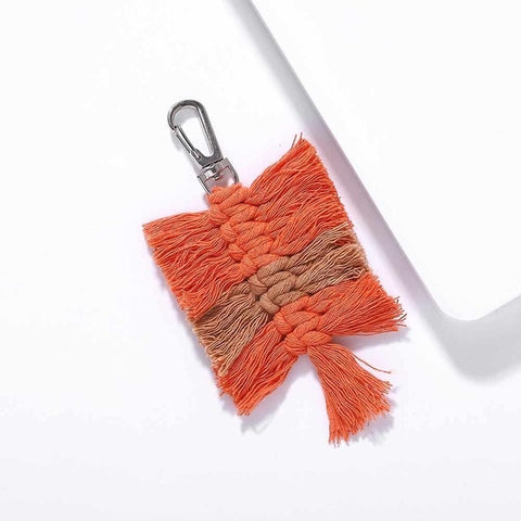 Girlgo Tassel Macrame Keychains for Women Boho Handmade Fiberlove key Holder Keyring Macrame Bag Charm Car Hanging Jewelry Gifts