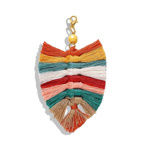 Girlgo Tassel Macrame Keychains for Women Boho Handmade Fiberlove key Holder Keyring Macrame Bag Charm Car Hanging Jewelry Gifts