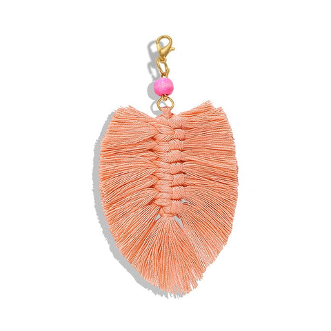 Girlgo Tassel Macrame Keychains for Women Boho Handmade Fiberlove key Holder Keyring Macrame Bag Charm Car Hanging Jewelry Gifts
