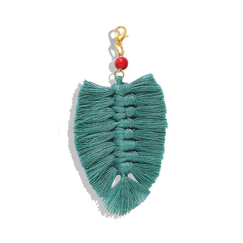 Girlgo Tassel Macrame Keychains for Women Boho Handmade Fiberlove key Holder Keyring Macrame Bag Charm Car Hanging Jewelry Gifts