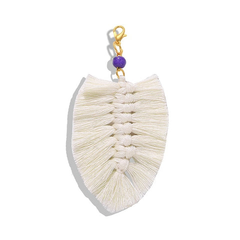 Girlgo Tassel Macrame Keychains for Women Boho Handmade Fiberlove key Holder Keyring Macrame Bag Charm Car Hanging Jewelry Gifts