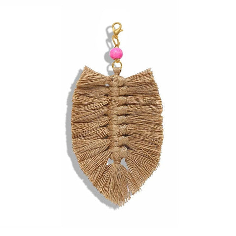 Girlgo Tassel Macrame Keychains for Women Boho Handmade Fiberlove key Holder Keyring Macrame Bag Charm Car Hanging Jewelry Gifts