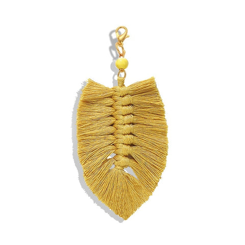 Girlgo Tassel Macrame Keychains for Women Boho Handmade Fiberlove key Holder Keyring Macrame Bag Charm Car Hanging Jewelry Gifts