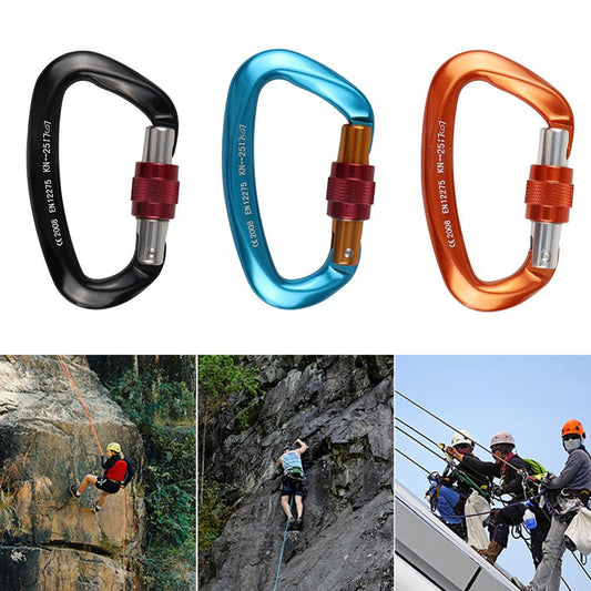 25KN Professional Climbing Carabiner D Shape Climbing Buckle Lock Security Safety Lock Outdoor Climbing Equipment Accessories