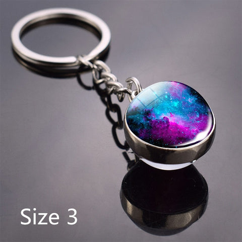 Full Moon keychain Nebula Pendant Solar System Glass Cabochon Long keyrings Galaxy Space Astronomy Planet Gift jewelry