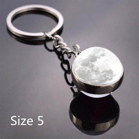 Full Moon keychain Nebula Pendant Solar System Glass Cabochon Long keyrings Galaxy Space Astronomy Planet Gift jewelry