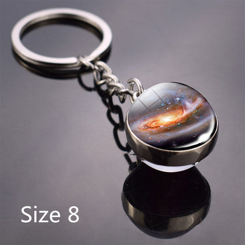 Full Moon keychain Nebula Pendant Solar System Glass Cabochon Long keyrings Galaxy Space Astronomy Planet Gift jewelry