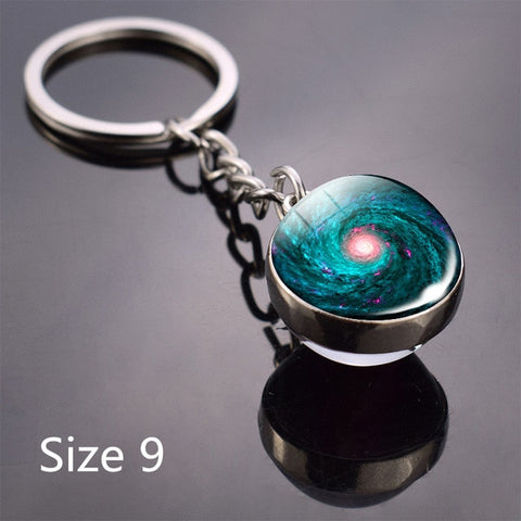 Full Moon keychain Nebula Pendant Solar System Glass Cabochon Long keyrings Galaxy Space Astronomy Planet Gift jewelry