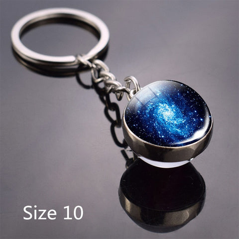 Full Moon keychain Nebula Pendant Solar System Glass Cabochon Long keyrings Galaxy Space Astronomy Planet Gift jewelry