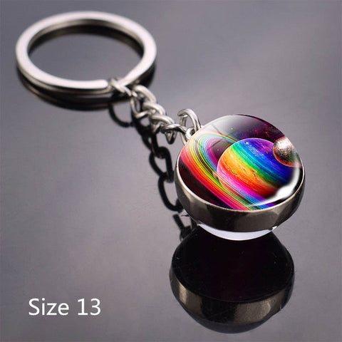 Full Moon keychain Nebula Pendant Solar System Glass Cabochon Long keyrings Galaxy Space Astronomy Planet Gift jewelry