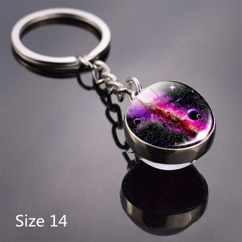 Full Moon keychain Nebula Pendant Solar System Glass Cabochon Long keyrings Galaxy Space Astronomy Planet Gift jewelry