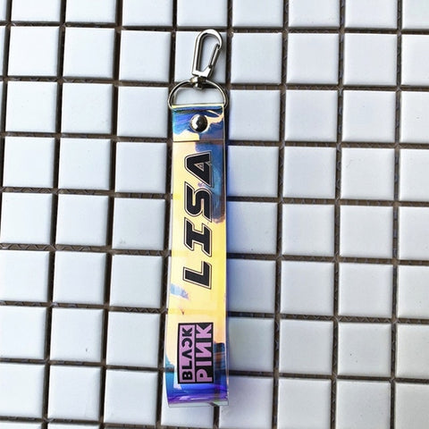 Kpop Laser Keychain BLACKPINK GOT7 IZONE SEVENTEEN TWICE ROSE Keyrings Fashion Car Mobile Phone Key chains Pendant Accessories