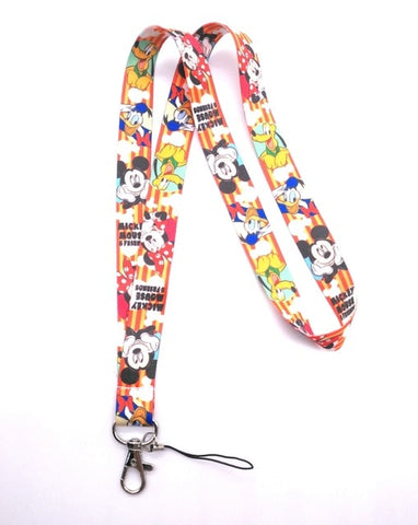 #03 1 pcs cartoon  mickey minnie princess stitch Donald Duck Daisy Lanyard Key Lanyard Cosplay Badge ID Cards Holders Neck