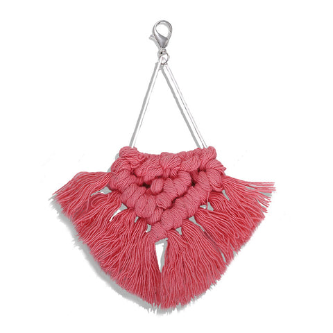Girlgo Tassel Macrame Keychains for Women Boho Handmade Fiberlove key Holder Keyring Macrame Bag Charm Car Hanging Jewelry Gifts