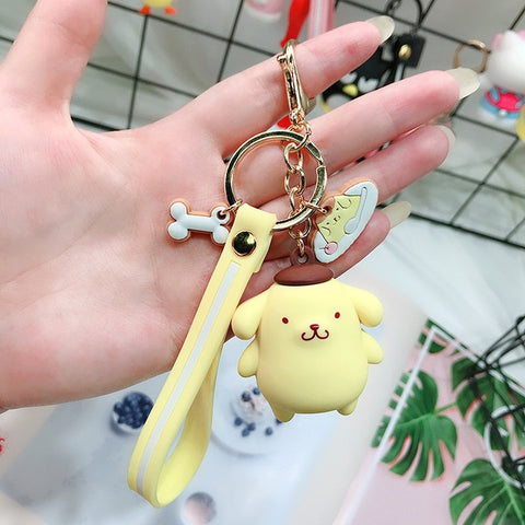 Cartoon Cute Little Yellow Duck Keychain Hello Kitty Keychain Lady Girl Charm Bag Pendant Keychain Car New Key Ring Jewelry Gift