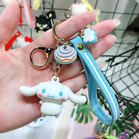 Cartoon Cute Little Yellow Duck Keychain Hello Kitty Keychain Lady Girl Charm Bag Pendant Keychain Car New Key Ring Jewelry Gift