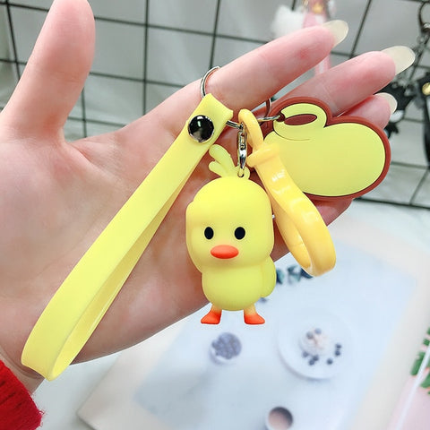 Cartoon Cute Little Yellow Duck Keychain Hello Kitty Keychain Lady Girl Charm Bag Pendant Keychain Car New Key Ring Jewelry Gift