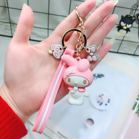 Cartoon Cute Little Yellow Duck Keychain Hello Kitty Keychain Lady Girl Charm Bag Pendant Keychain Car New Key Ring Jewelry Gift