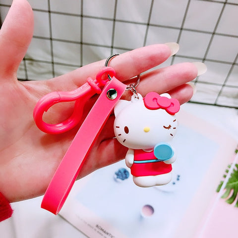 Cartoon Cute Little Yellow Duck Keychain Hello Kitty Keychain Lady Girl Charm Bag Pendant Keychain Car New Key Ring Jewelry Gift