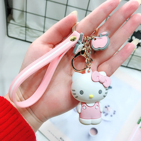 Cartoon Cute Little Yellow Duck Keychain Hello Kitty Keychain Lady Girl Charm Bag Pendant Keychain Car New Key Ring Jewelry Gift