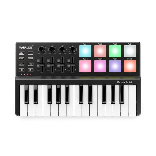 Panda MINI 25-Key Ultra-Portable USB MIDI Keyboard Controller 8 Colorful Backlit Trigger Pads