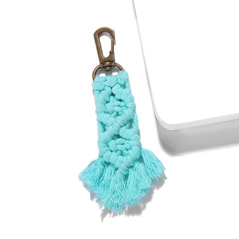 Girlgo Tassel Macrame Keychains for Women Boho Handmade Fiberlove key Holder Keyring Macrame Bag Charm Car Hanging Jewelry Gifts