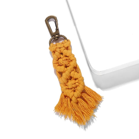 Girlgo Tassel Macrame Keychains for Women Boho Handmade Fiberlove key Holder Keyring Macrame Bag Charm Car Hanging Jewelry Gifts