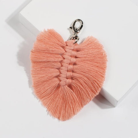 Girlgo Tassel Macrame Keychains for Women Boho Handmade Fiberlove key Holder Keyring Macrame Bag Charm Car Hanging Jewelry Gifts
